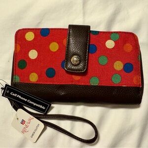 NWT Colorful Polka Dot Wristlet Clutch
